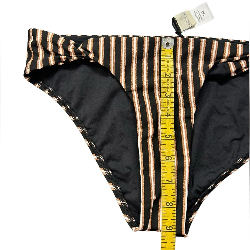 L*SPACE womens LaJolla full coverage copper stripe bikini bottoms size Large NWT
